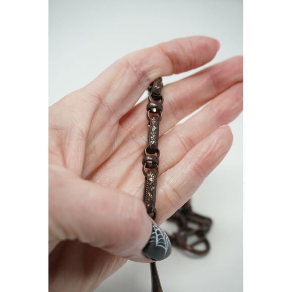 Lucky Brand Antiqued Copper Tone Chunky Link Necklace with Filagree Design NWT - Picture 4 of 4